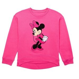 Disney Minnie Mouse Pink Girl’s Sweatshirt Chenille NWT SIZES 10/12, 14/16